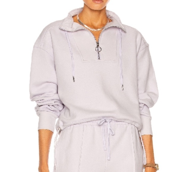 JONATHAN SIMKHAI Standard NWT Zella Cropped  Half Zip Sweatshirt Top Size Small - Picture 1 of 14